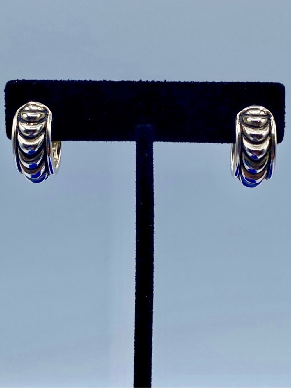 Joseph Esposito ESPO Sterling Silver Textured & Ribbed Hoop Earrings